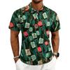 Men's Casual Printed Polo Shirt Short Sleeve Turn Down Collar Button Up Top with Graphic Pattern for Everyday Wear