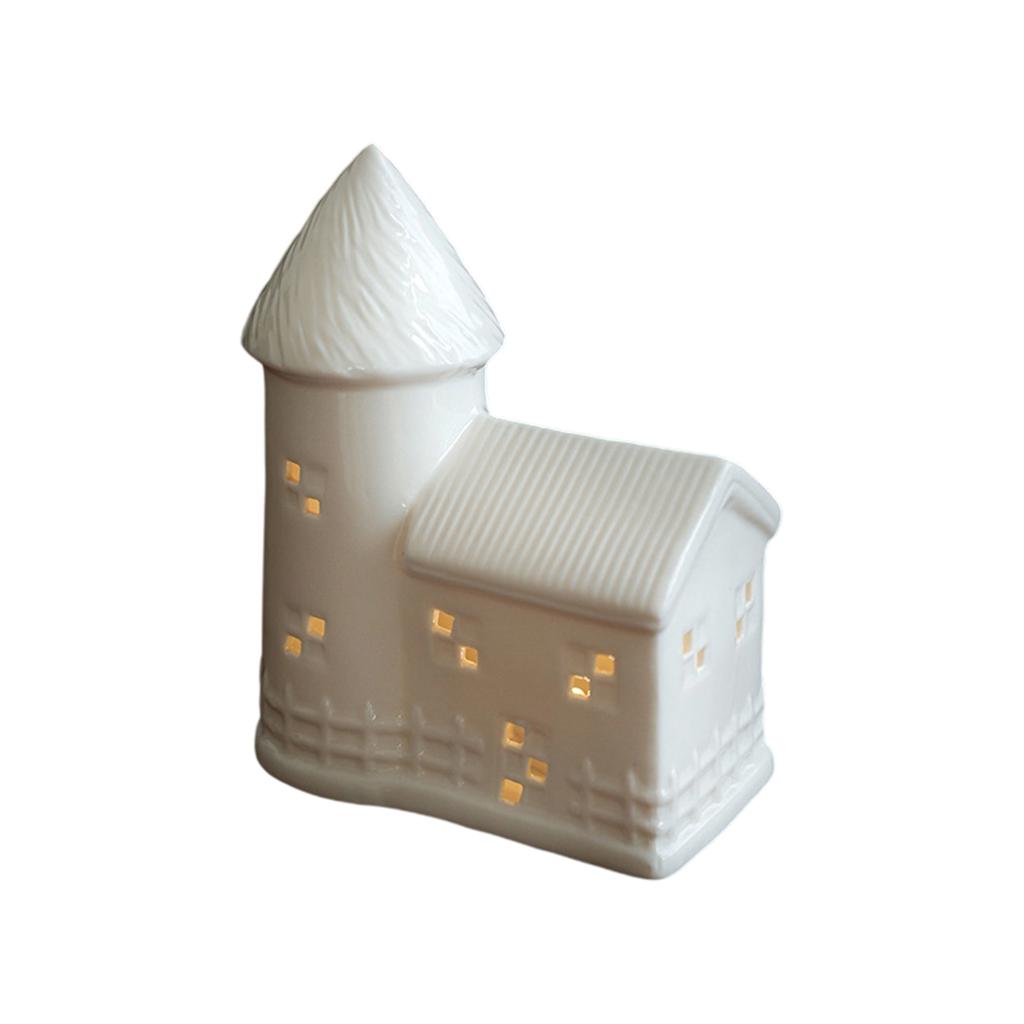 Ceramic Ornaments Luminous Christmas House House European Style Hollow Desktop Decoration Night Light Atmosphere Light