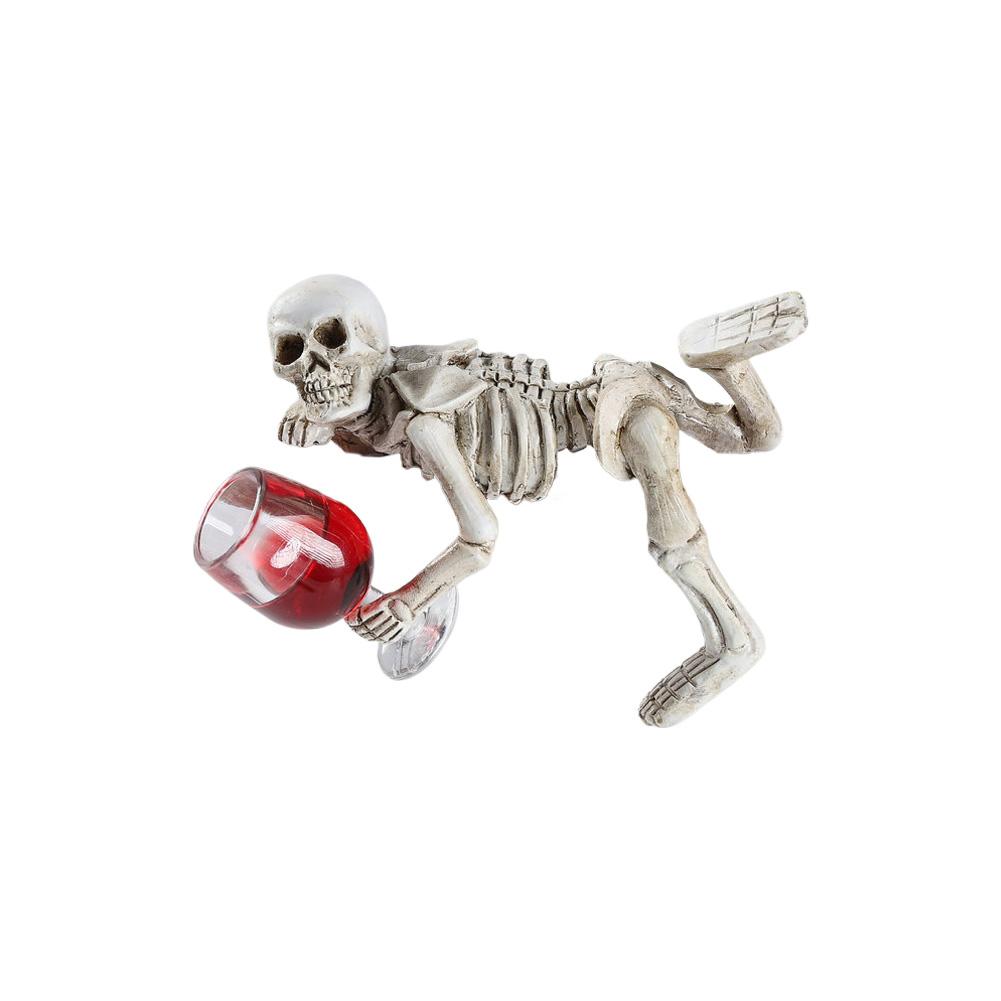 Garden Bar Halloween Skeleton Figurine 3D Skull Figurine Resin Skeleton Statue Creative Modern Art Statue Study Desk Ornament