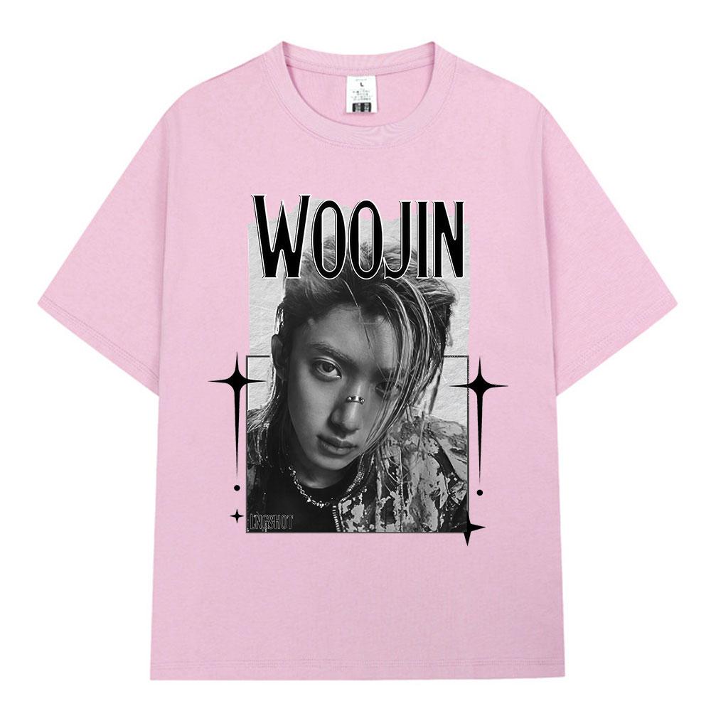 Korean Kpop Hip Hop Group Lngshot WOOJIN Tshirt Unisexs Women Clothing Fashion Tees Oversized Cotton Short Sleeve Tops Fan Gifts