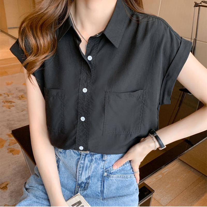 Letnia szyfonowa koszula z krótkim rękawem moda damska Retro styl Hongkong na co dzień na cały mecz cienka bluzka o temperamentu damska