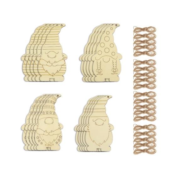 

20 шт. Рождественские подвески Незаконченная картина Цветная заливка DIY Деревянные подвески в виде гнома Поделки Подвесные новогодние украшения для рождественской елки