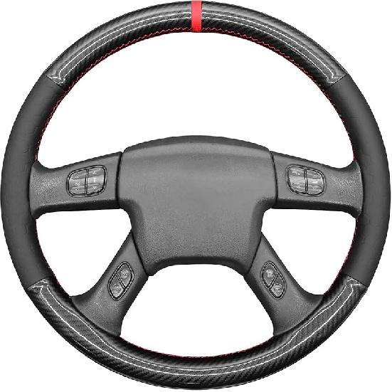

MEWANT Steering Wheel Cover for Chevy Silverado 1500/2500/3500 2003-2006 /Trailblazer 2002-2009 Hand-Stitched Car Steering Wrap carbon fiber + hive micro