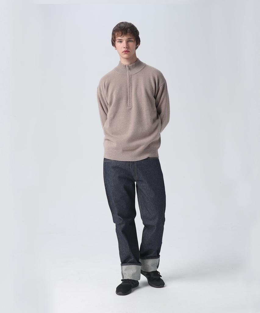 Beullumeol Pbt Wool Half Zip-Up Neck Knit - Camel