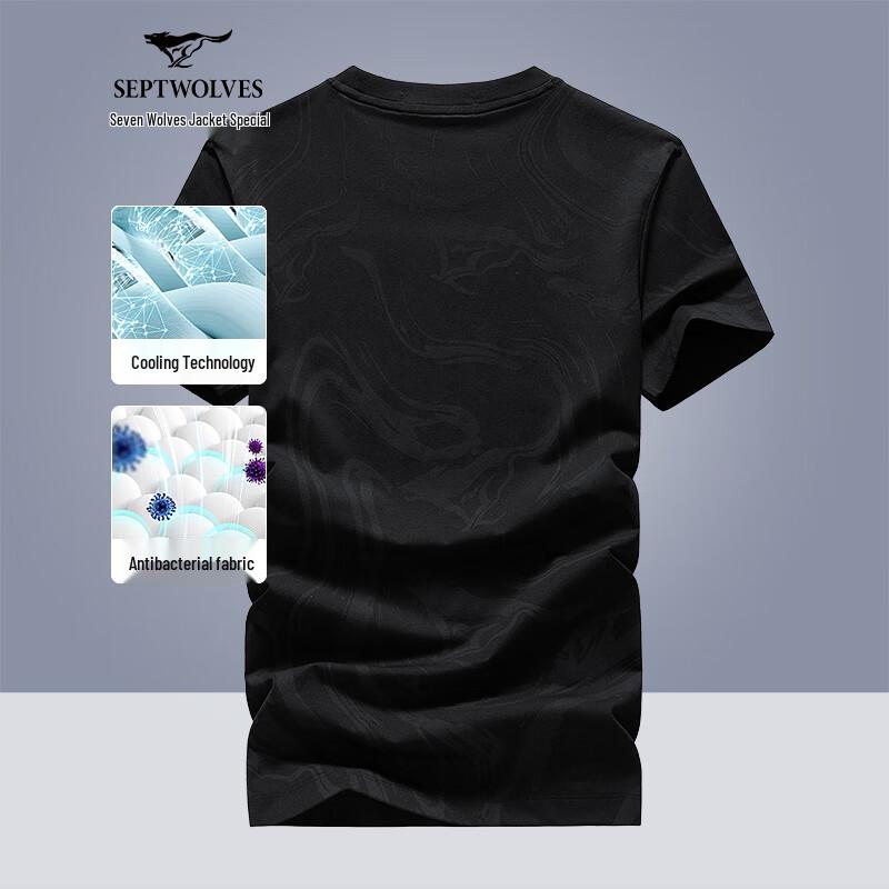 Septwolves Men s Summer Antimicrobial Round Neck Casual T-Shirt XL