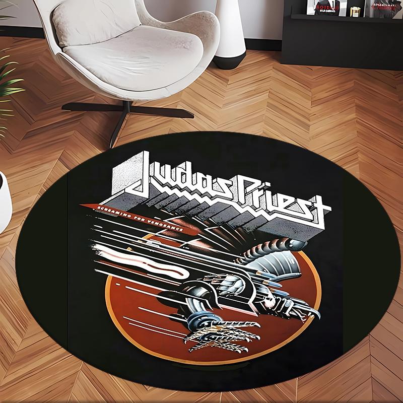 Judas Priest (1) Ofis için Yuvarlak Halı Ofis, Yatak Odası, Oturma Odası ve Ev Alanı için Dekoratif Yer Halısı