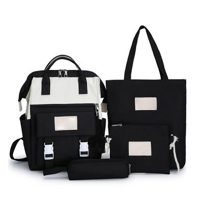 4 Pcs School Backpack Large Capacity Multi Pocket Student College Bookbag Set with Tote Bag Cross Body Bag Pencil Case