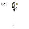 Solar Powered Pathway Lights Halloween Metal Garden Stake Light, Auto On/Off Crescent Moon Black Cat with Hanging Outdoor Holiday Landscaping