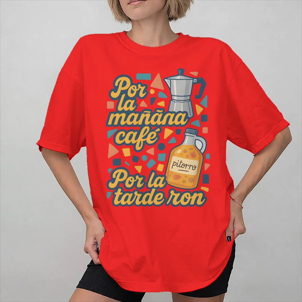 Por la Unisexana cafe por la tarde ron Tee Shirt for Unisex Women Graphic Print T Shirts Cotton Clothes