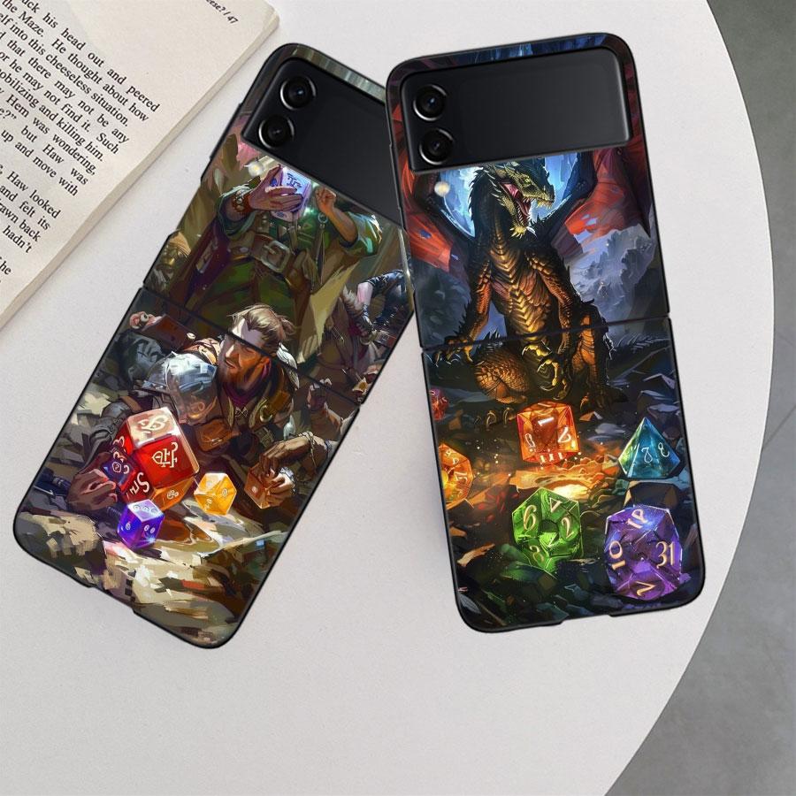 Game D-Dungeons D-Dragons D-DND Phone Case For Samsung Z Flip 7 6 5G Galaxy Z Flip 5 4 3 Black Hard Cell Cover Luxury PC Shell