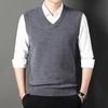 Men's 100% Pure Wool Thickened V-Neck Vest for Autumn/Winter