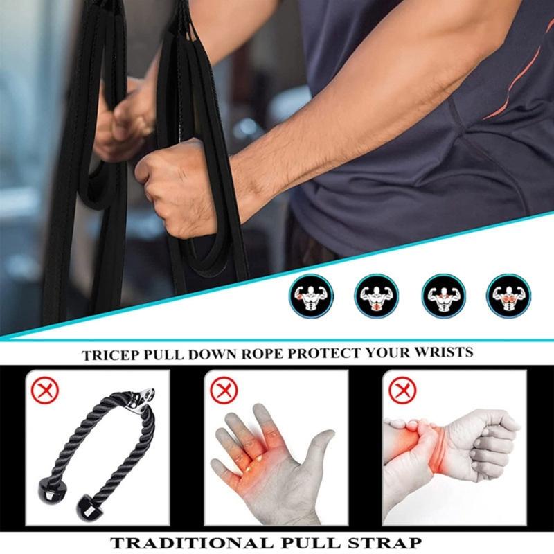 Fitness Tricep Rope Extension Strap Pull Down Workout Tricep Rope Long Tricep Rope with Buckle for Workout Fitness