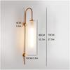 Mid-Century Modern Wall Sconce, Frosted Gray Glass & Gold Long Arm Wall Light, E26 Base, for Bedroom, Living Room(White)