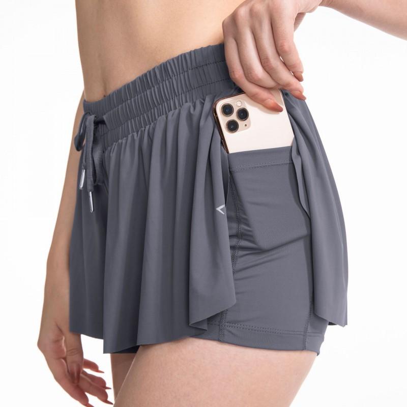 

Yoga Shorts Running Fitness Culottes Loose Pocket Skirt S
