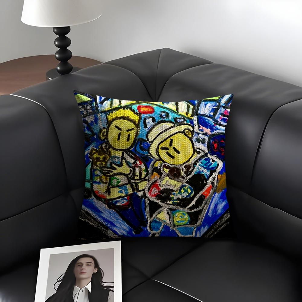 Famous Rapper AAsen Cool Cushion Cover Natural Linen Organic Fabric DoubleSided Printing Sofa Home Decor Gift Pillow Case