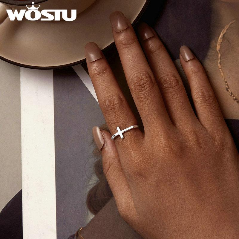 Original 925 Silver Cross Ring Oxidized Silver for Women Fine Jewelry Party Wedding Engagement Ring Gift FIR979