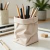 Paper Bag Style Pen Holder Wrinkle Texture PLA Desktop Organizer for Office School Home Multi-Purpose Storage for Brushes Remote Rustic Decor