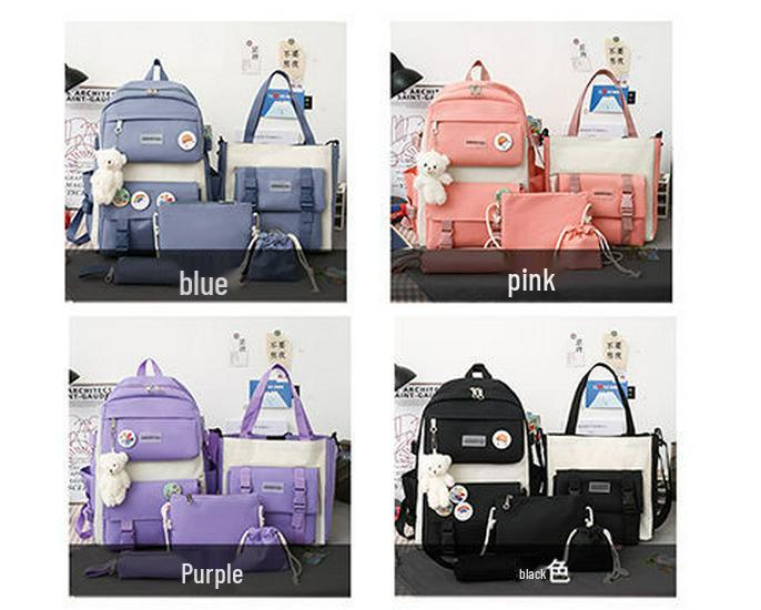 Stylish Korean Style Backpack Set for School: Large Capacity Fashion Shoulder Bag for Girls