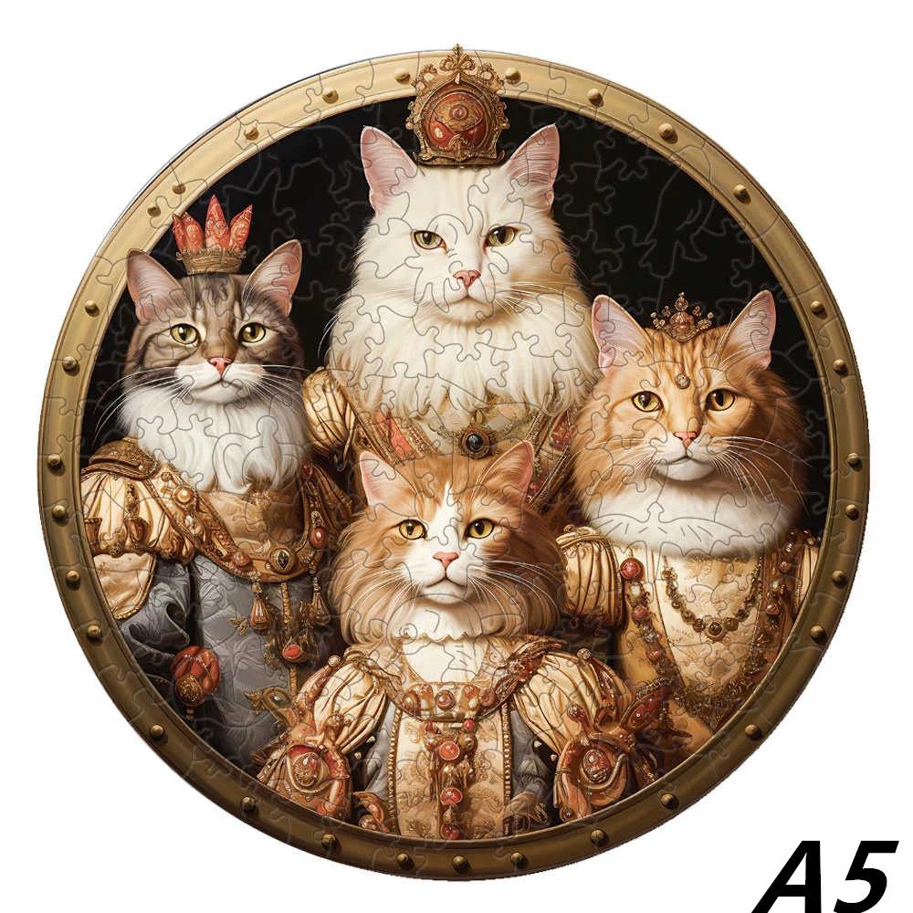 Cat A3 A4 A5 Wooden Puzzle For Adults Children Toys Wood Diy Crafts Round Shaped Holiday Gift Building Blocks Home Decorate