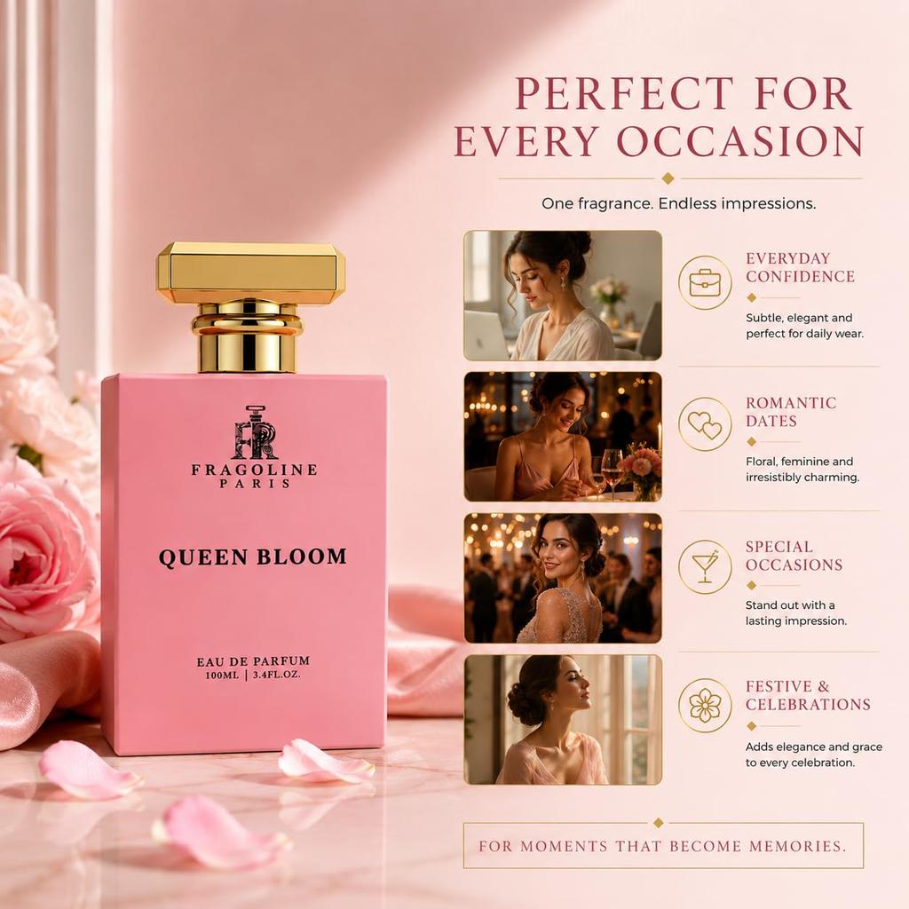 Fragoline Paris Queen Bloom Eau de Parfum para Mujer, Floral Afrutado, 100ml