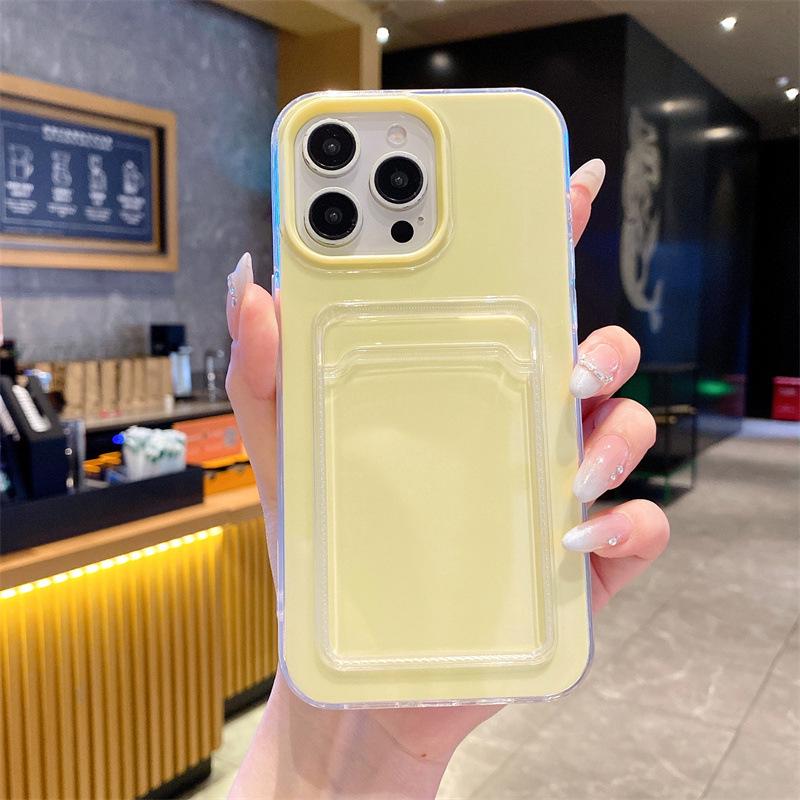 iPhone 17 Pro Jelly Silicone Card Holder Case, Solid Color, Anti-Fall Protection for iPhone 15P/14