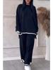 2025 Autumn/Winter Color Block Knit Sweater and Pants Set for Women