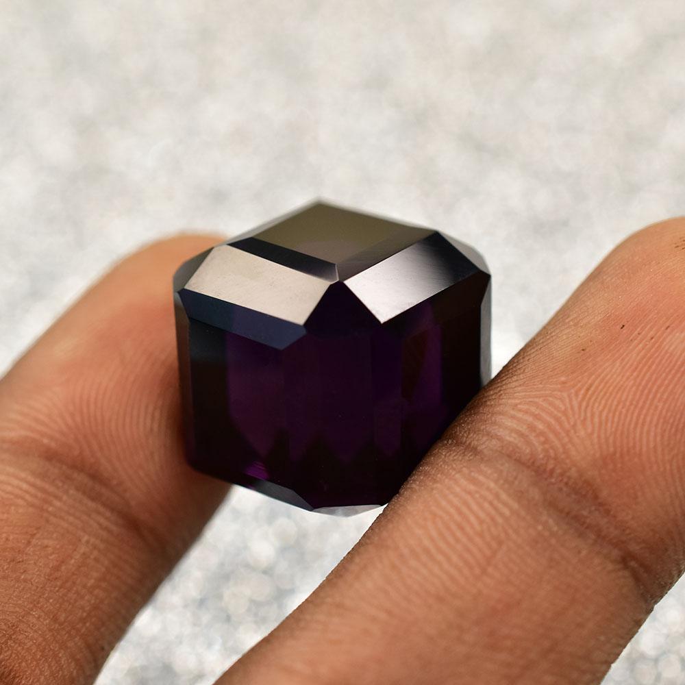 Natural Purple Amethyst Loose Gemstone Cube Cut 17x17mm Flawless for Jewelry Making and Crafts