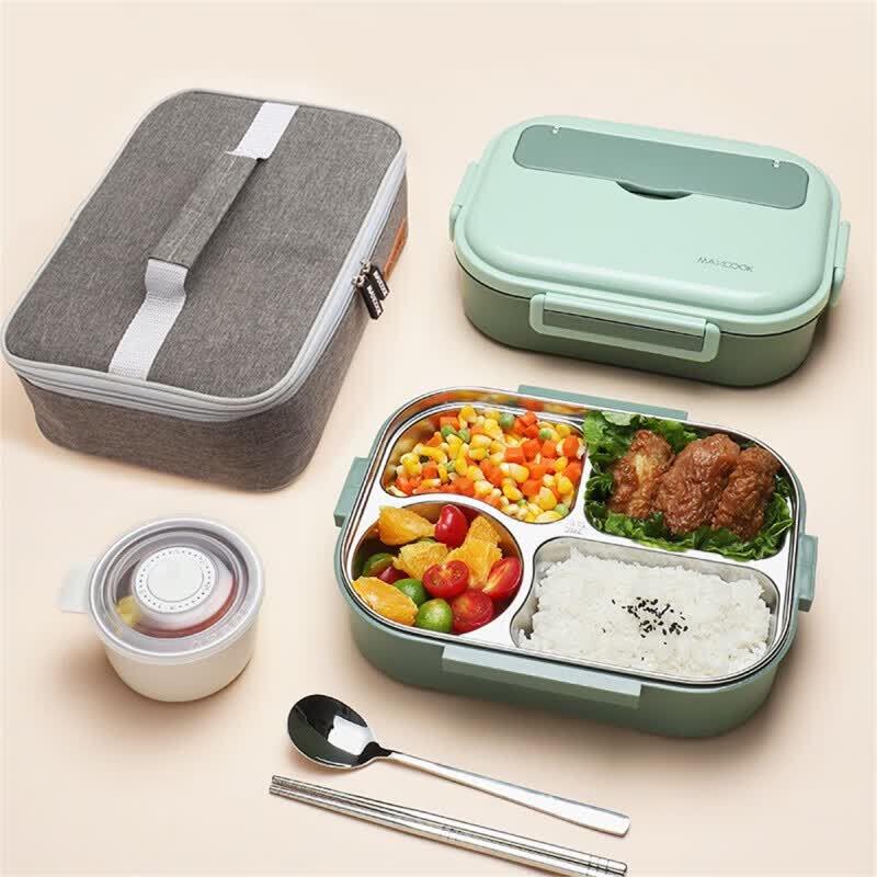 MAXCOOK 316L Stainless Steel Multifunctional Four-compartment Lunch Box