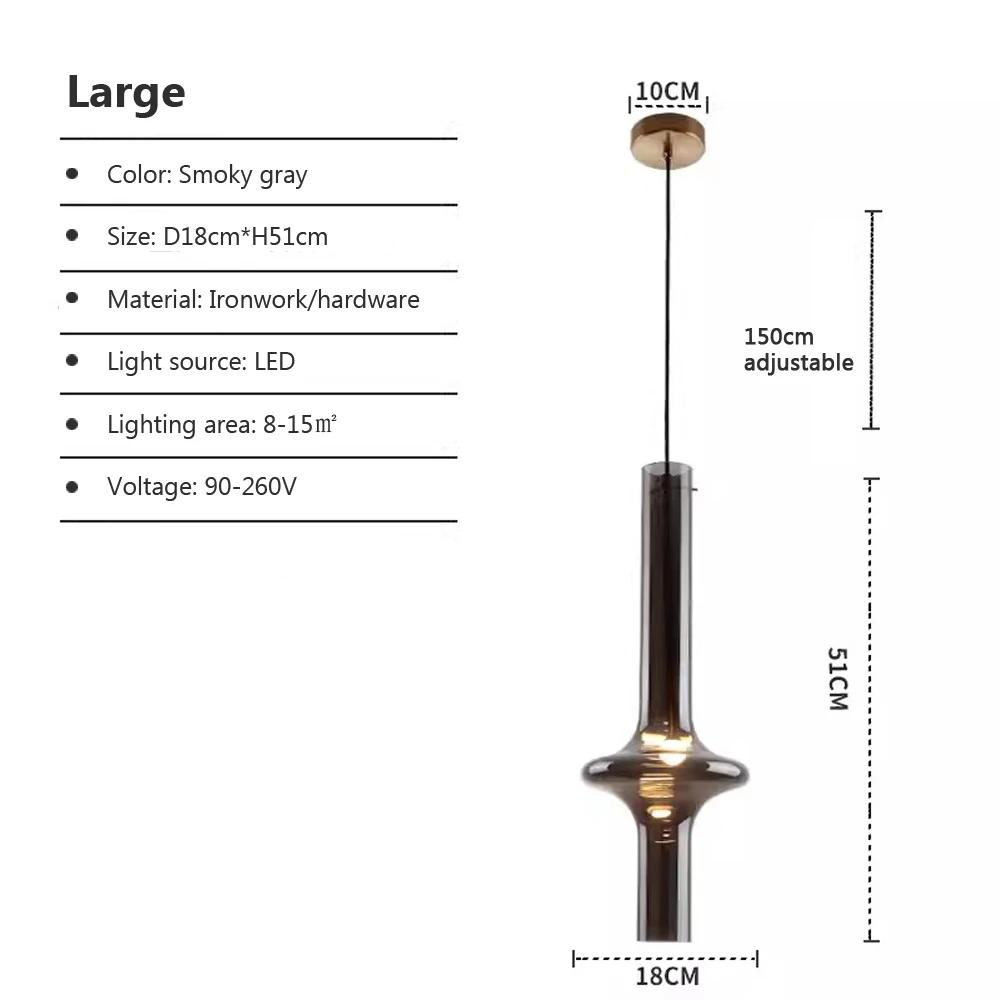 Nordic LED Glass Pendant light Post Modern long tube Simple Creativity Loft Hanging Lamps Cafeteria Bedroom bedside lamps