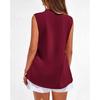 Blusa Estiva Casual da Lavoro da Donna Senza Maniche Scollo a V Rigate Raso Monocolore