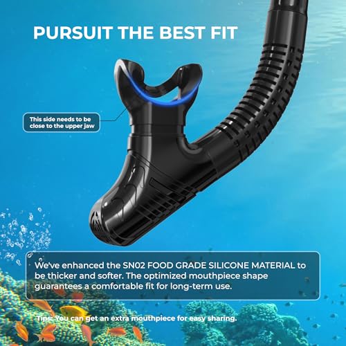 G2RISE SN02 Snorkel Set for Adults – Includes Scuba Mask with Dry Snorkel, Diving Goggles, Anti-Fog, Spare Mouthpiece, and Comfort Breathing Technolog