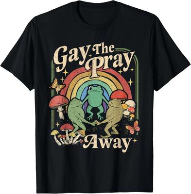 Gay The Pray Away Regenboog Grappige Meme Kikkers Trots LGBTQ Cadeau Unisex T-shirt