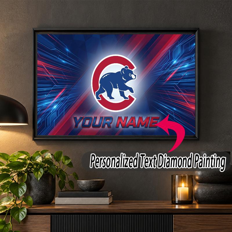 Chicago Cubs Custom Name Text 5D Diamond Painting Kit DIY Full Drill Diamond Art Decoration