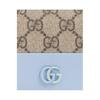 Gucci GG Marmont Series, Brand Logo Snap Closure, Canvas and Leather Wallet, Women's Beige, Blue and Mint Green