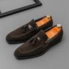 Fashion Tassels Suede Crocodile Skin Color Blocking Design Men Comfortable High Quality Leather Shoes Casual Slip On Flats Soft Loafers