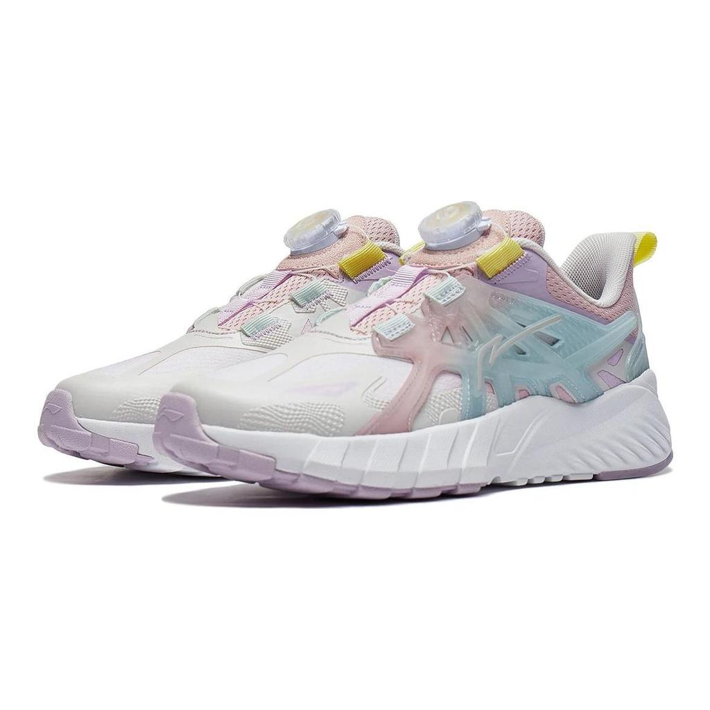 Li Ning Kids Flash Shadow V6 Comfortable Shock Absorbing Durable Low Top Casual Shoes Kids Casual Shoes White Pink YKCT134-4