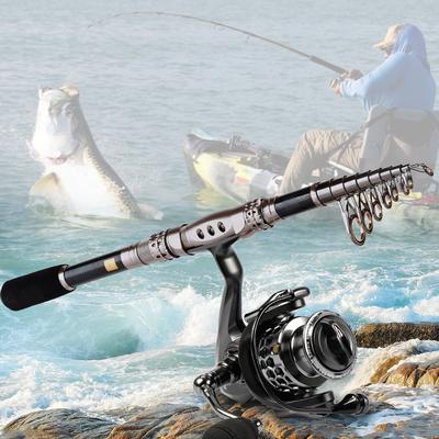 Fishing Rod and Spinning Reel Portable Fishing Rod Set Carbon Fiber Spinning Rod for Outdoor Fishing