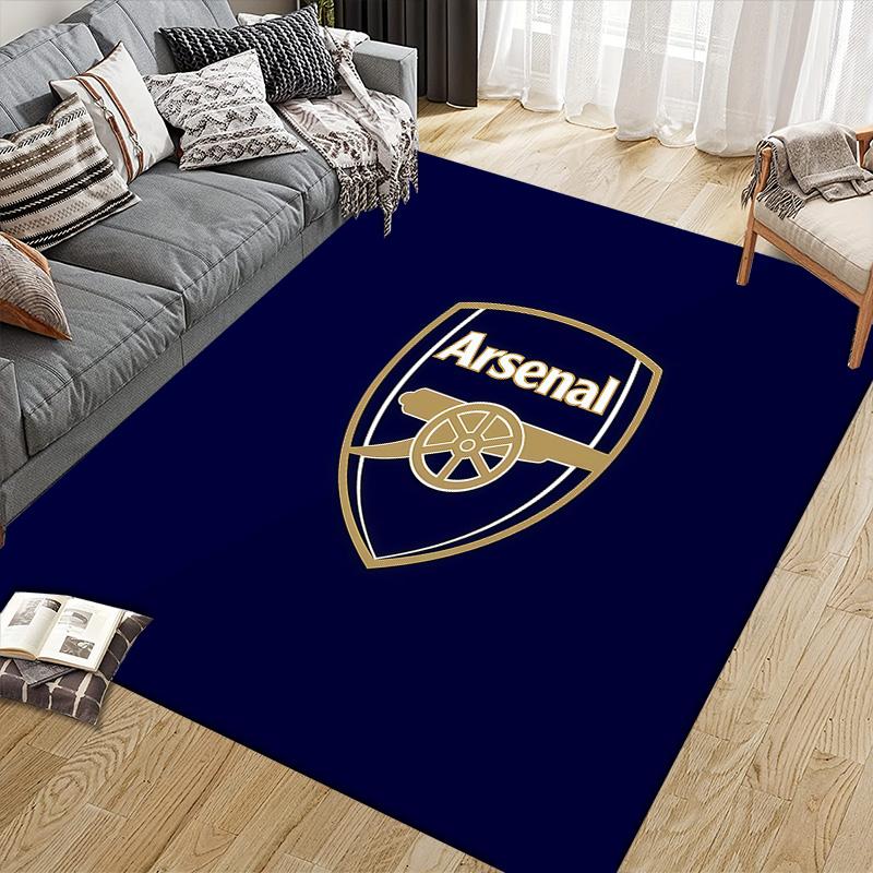 Tappeto Quadrato con Fantasia a Quadri Arsenal F.C., Tappeto da Area, Tappeto per Soggiorno Camera da Letto Divano Sala Giochi Decorazione, Tappetino Antiscivolo