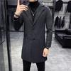 Herbst und Winter Neuer Herren Woll Trenchcoat Slim Einreihiger Wollmantel Mittellanger Mantel