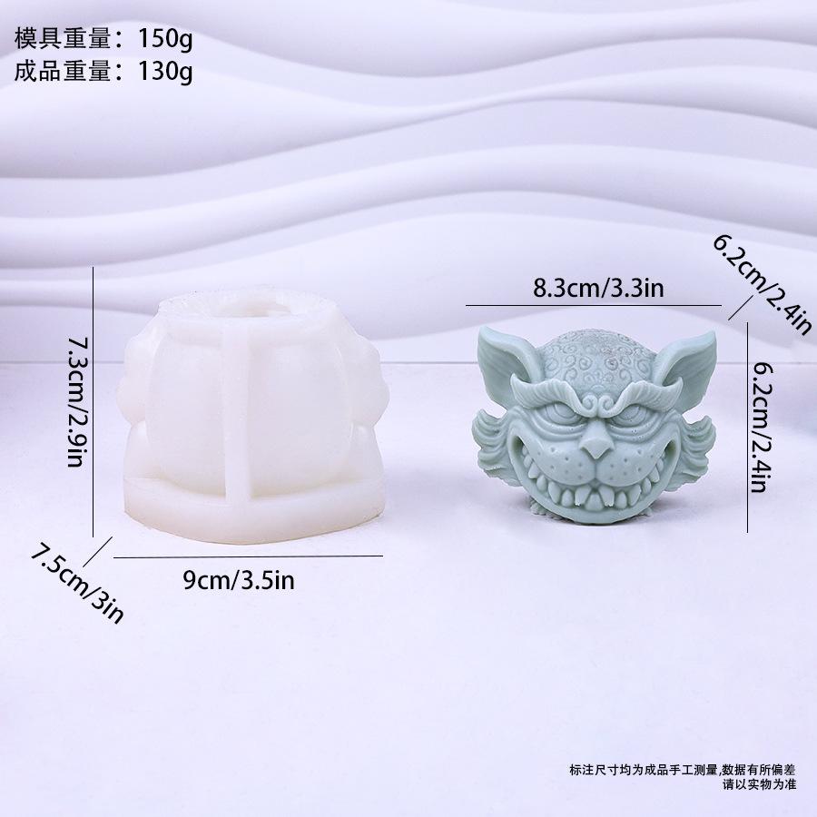 New Vicious Cat Head Silicone Candle Mold 3D Evil Cat Crafts Plaster Cement Resin Casting Molud DIY Soap Chocolate Cake Tool
