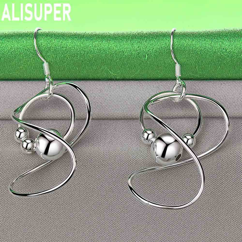 925 Sterling Silver Intricately Designed Wrapped Bead Earrings - Exquisite Evening Jewelry