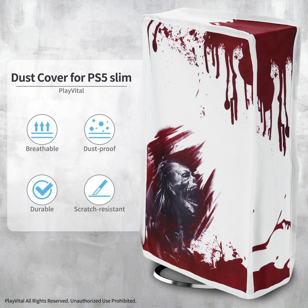 PlayVital Staubschutz Musterdesign für neue Version PS5 Slim Disc Nylon Staubschutz Kompatibel mit PS5 Slim Disc Version Konsole (Vertikale) Version,