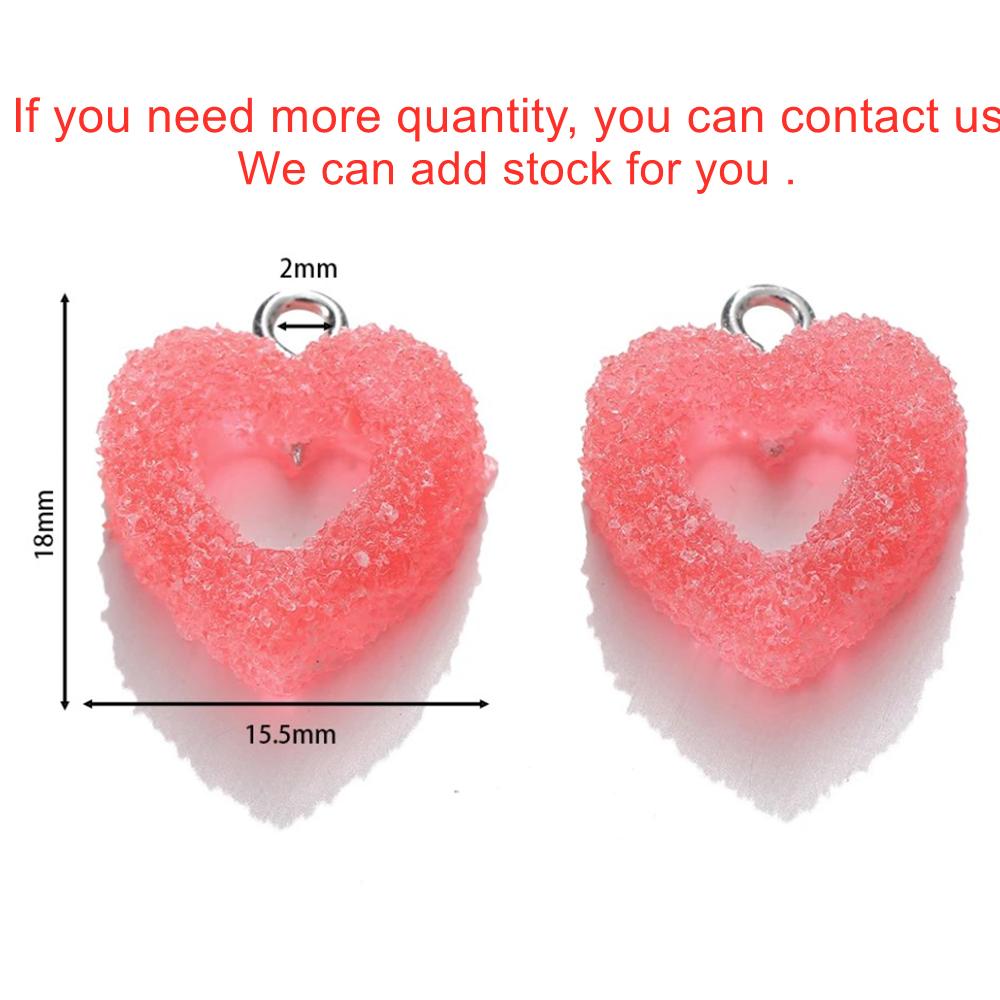 10pcs/lot Colorful Soft Candy Heart Shape Charms Cute Resin Pendant for DIY Handmade Earring Bracelets Jewelry Making Bulk