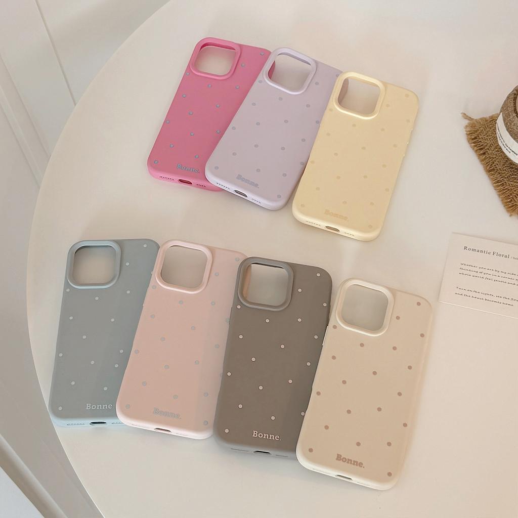 Applicable To IPhone16 Apple Phone Case 17promax Simple Solid Color Polka Dot 1314 Korean 12 Silicone