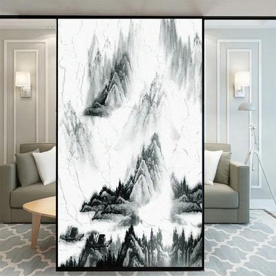 Window Film Privacy Mountain Static Clings Decorative Non-Adhesive Anti-UV Protection Heat Control Glass Stickers for Home