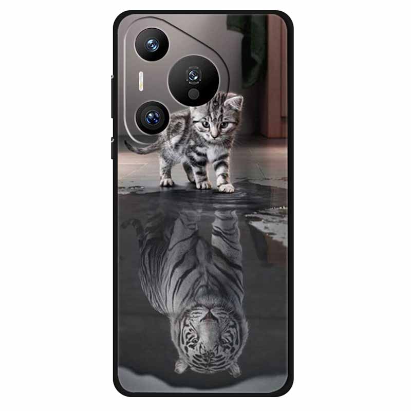 For Huawei Pura 70 Ultra Pro Case Silicone Animal Painted TPU Soft Phone Back Cover For Pura70 Pro+ Lion Shockproof Case Pura70