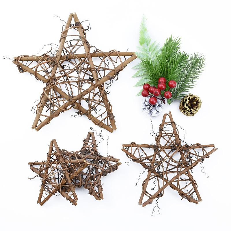 1pc 10/15/20cm Artificial Flowers Wall Rattan Star Frame Wreaths Christmas Decoration For Home DIY Handmade Door Hanging Wedding