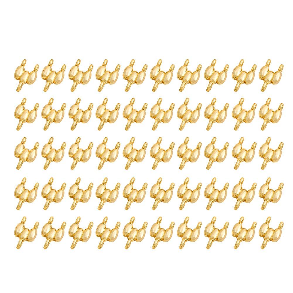 50Pcs 18K Gold Plated Gold Plated Connectors 11mm*7mm Size 2-Row Design Brass Connectors Brass Material Gold Plated Finish