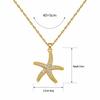 New Luxury Starfish Pendant Necklace: Copper-Plated with 18K Gold, Zircon Inlay, Simple Clavicle Chain