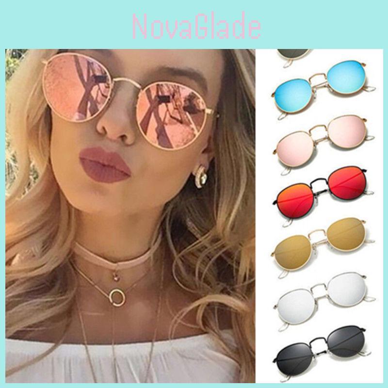 Stylish Oversized Round Sunglasses Men Women Premium Alloy Frame Retro Mirror Glasses